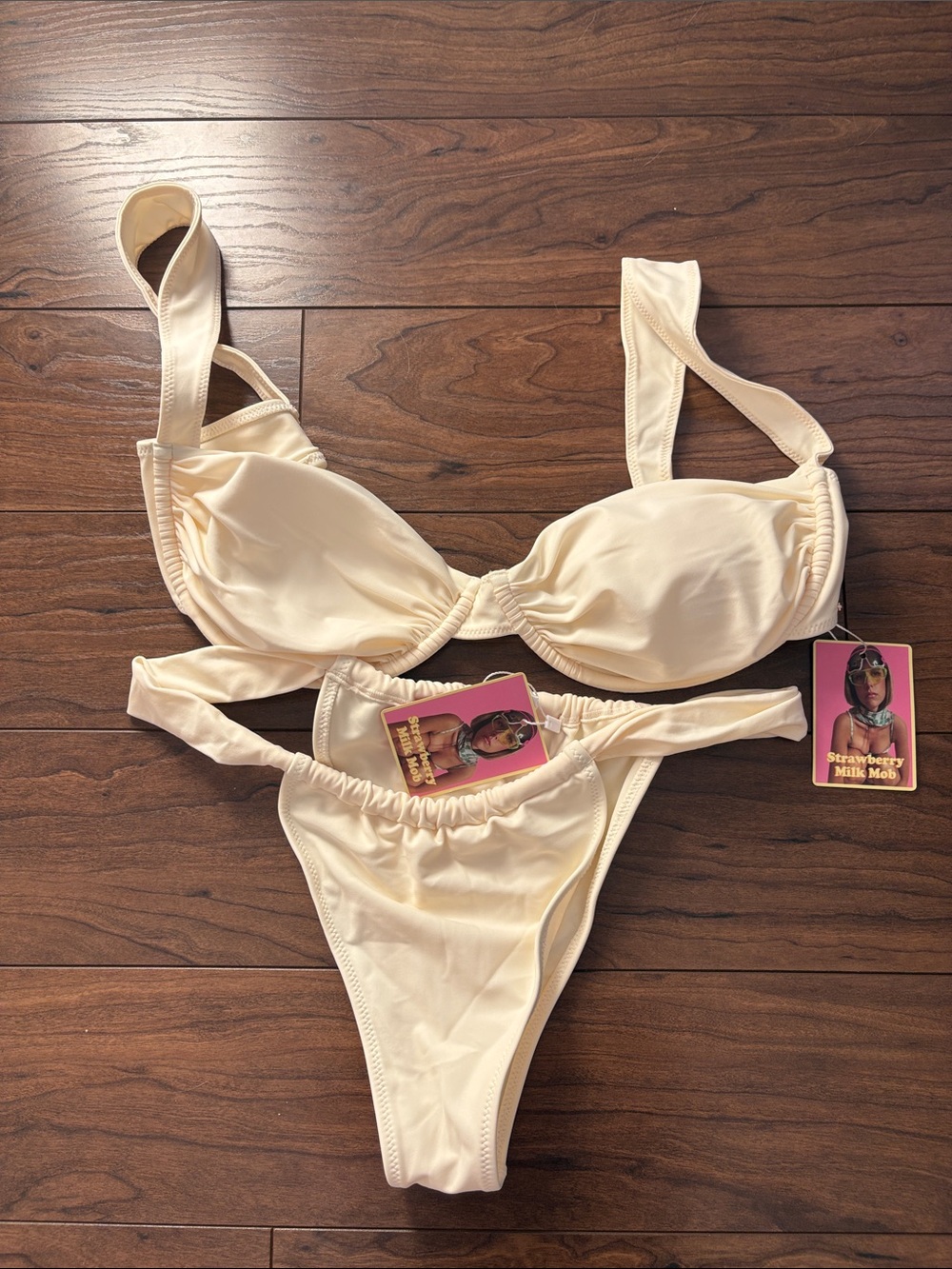 Strawberry Milk Mob Cream Bikini Set - Women's Two-Piece Swimwear